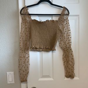Off shoulder brown crop top